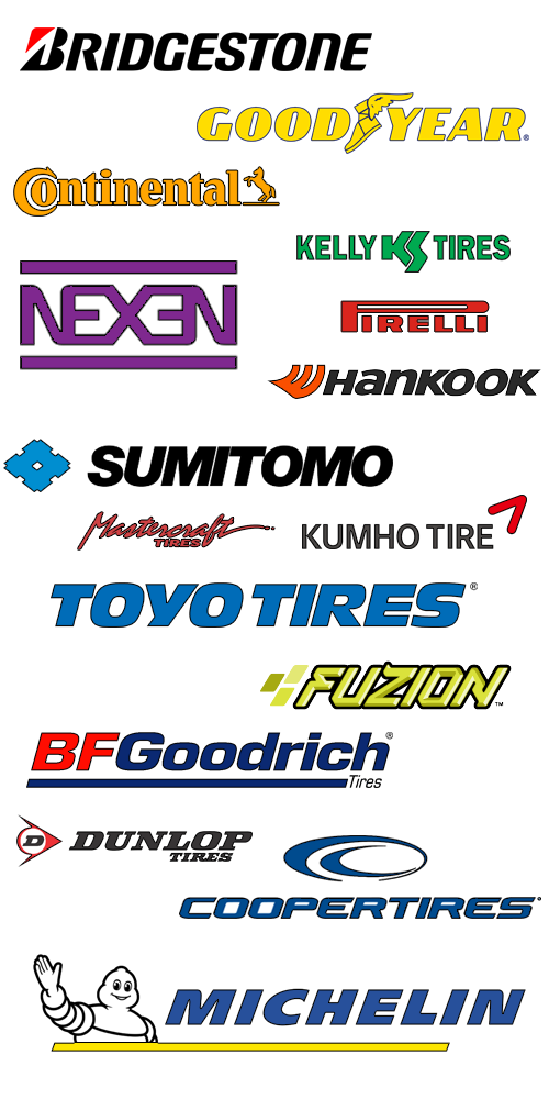 goodyear bridgestone continental kellynexen pirelli toyo bfgoodrich dunlop cooper fuzion tires
